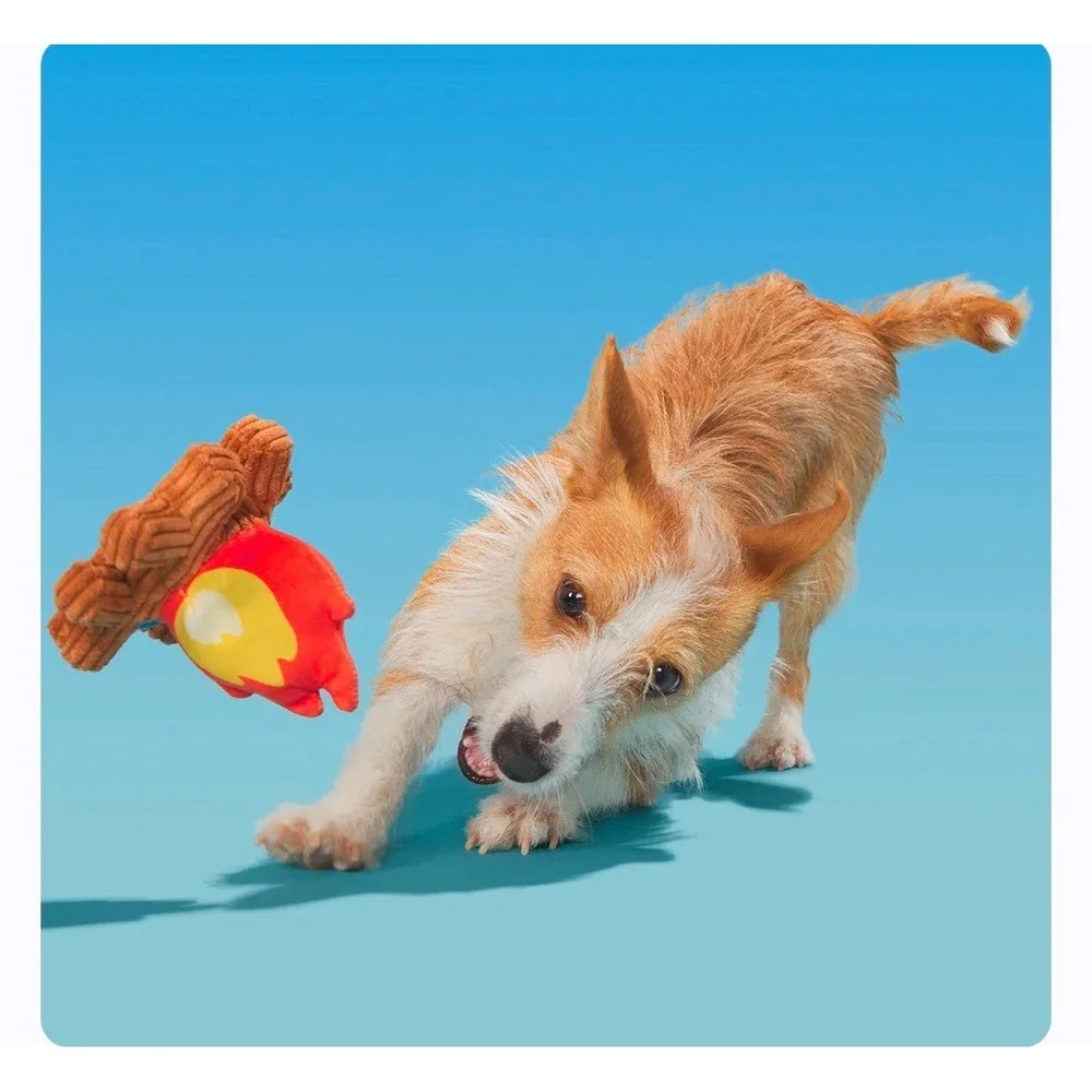 BARK A'Hound The Campfire Dog Toy M-L Orange Brown New Squeaky Corduroy Plush